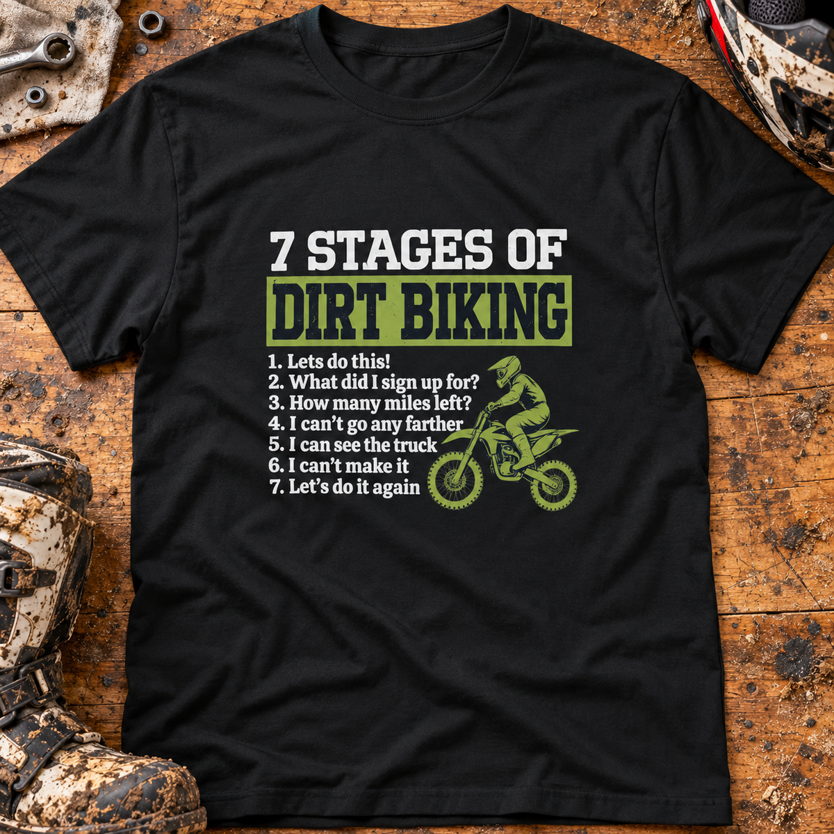 7 Stages of Dirt Biking - Men's T-shirt