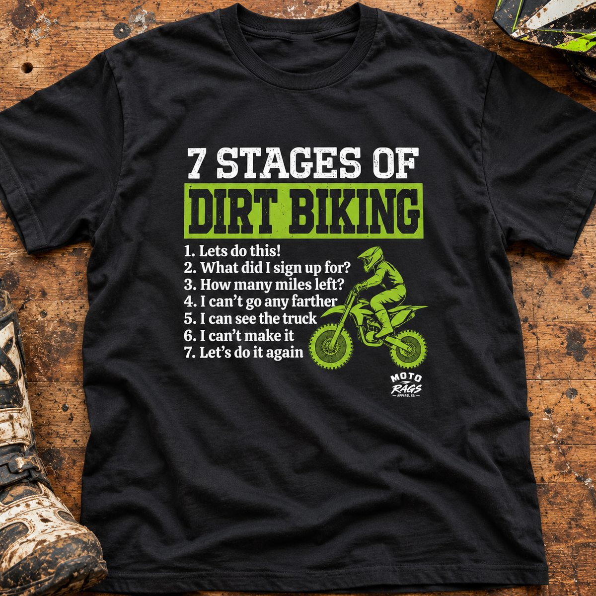 7 Stages of Dirt Biking - Men's Tall T-shirt