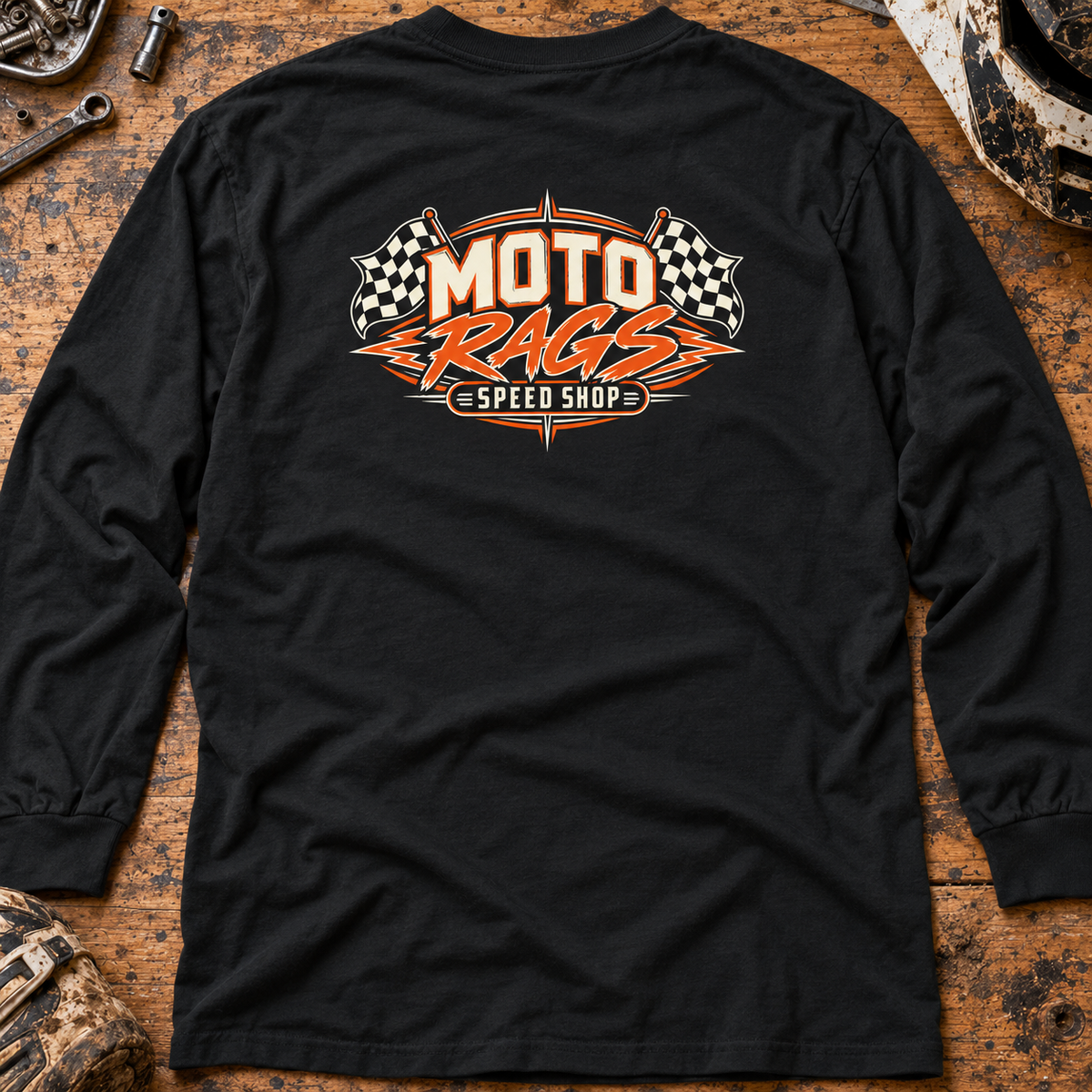 Moto Rags Speed Shop - Adult Long Sleeve T-shirt
