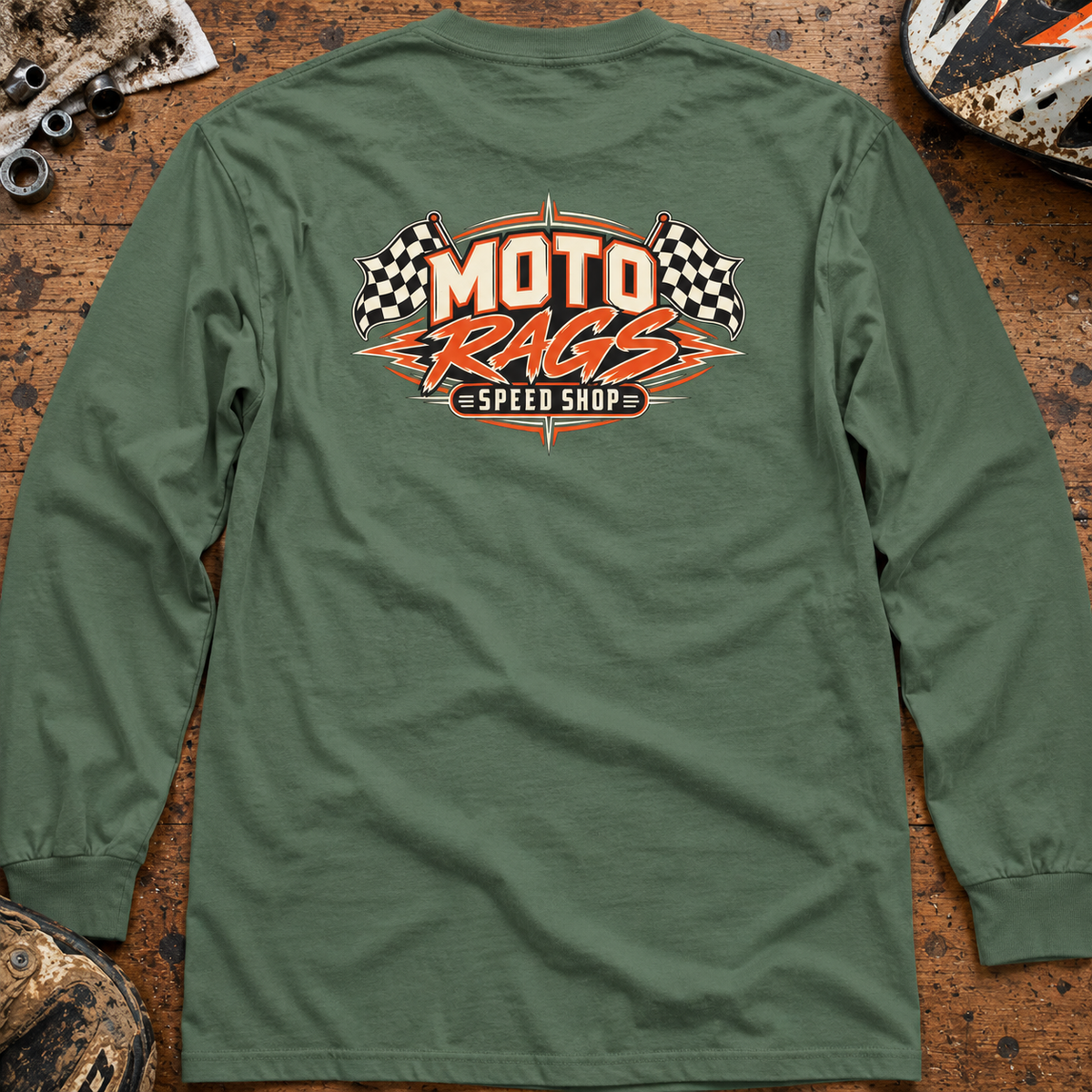 Moto Rags Speed Shop - Adult Long Sleeve T-shirt