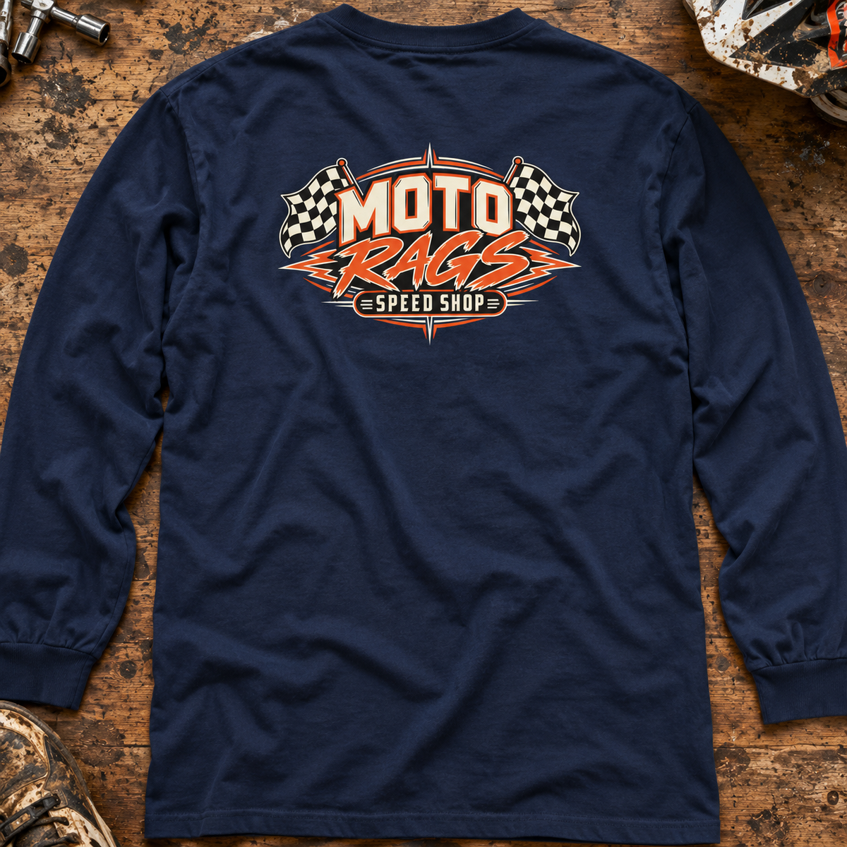 Moto Rags Speed Shop - Adult Long Sleeve T-shirt