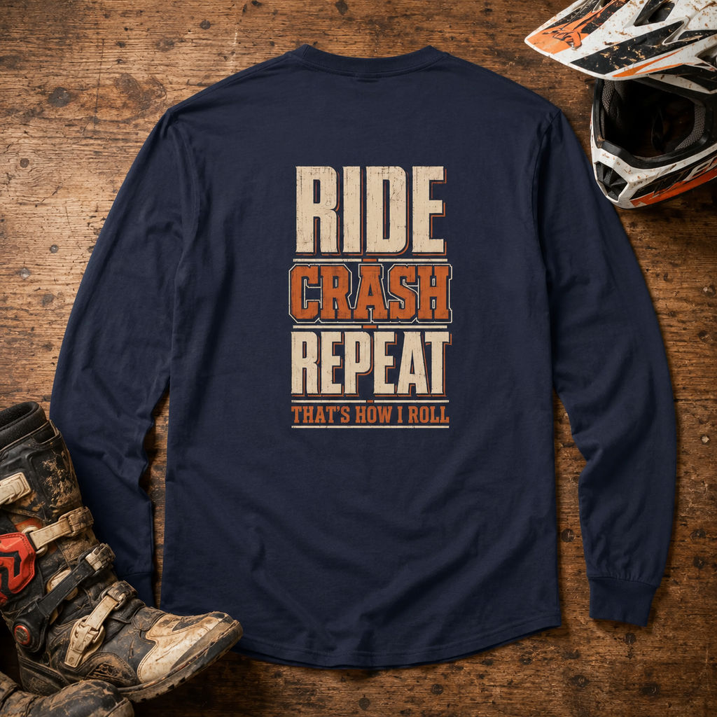 Ride Crash Repeat Long Sleeve Tee