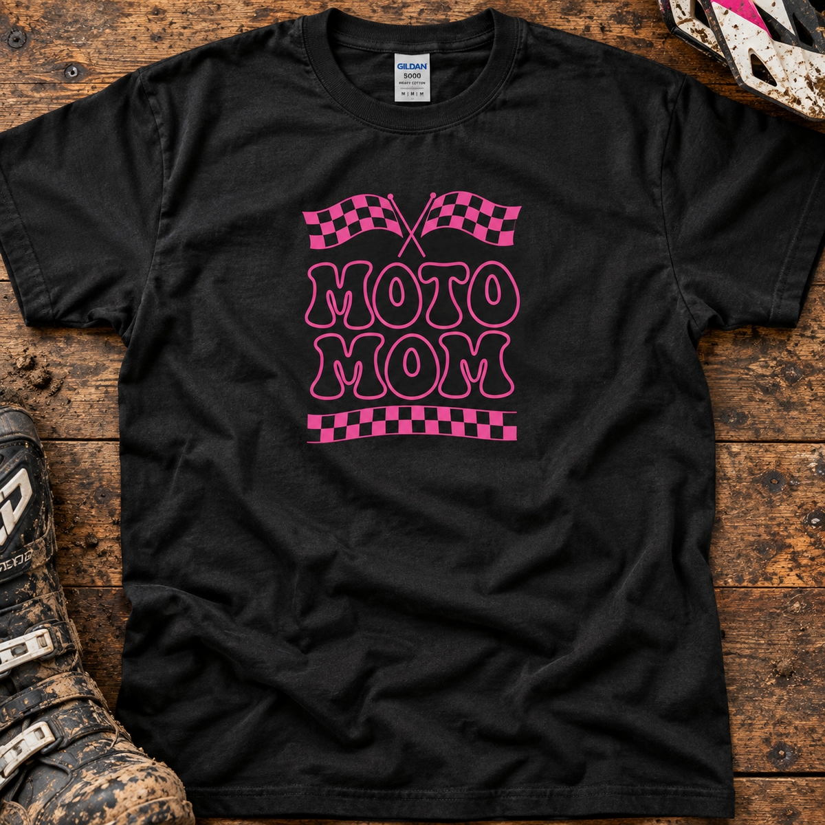 Moto Mom Checkered Flag - Women's T-shirt